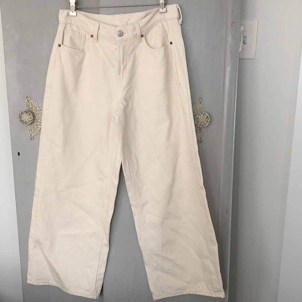 Old Navy Mid-Rise Baggy Wide-Leg Pants in Cream